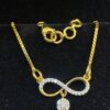 Pave 0.21 Cts Round Brilliant Cut Natural Diamonds Infinity Necklace 14K Gold
