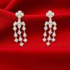 N-470-P-Y (21) Gorgeous 0.56 Cts Round Brilliant Cut Diamonds Dangle Earrings 14K Yellow Gold