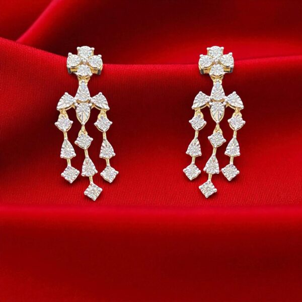 N-470-P-Y (21) Gorgeous 0.56 Cts Round Brilliant Cut Diamonds Dangle Earrings 14K Yellow Gold