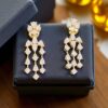 N-470-P-Y (24) Gorgeous 0.56 Cts Round Brilliant Cut Diamonds Dangle Earrings 14K Yellow Gold