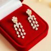 N-470-P-Y (25) Gorgeous 0.56 Cts Round Brilliant Cut Diamonds Dangle Earrings 14K Yellow Gold