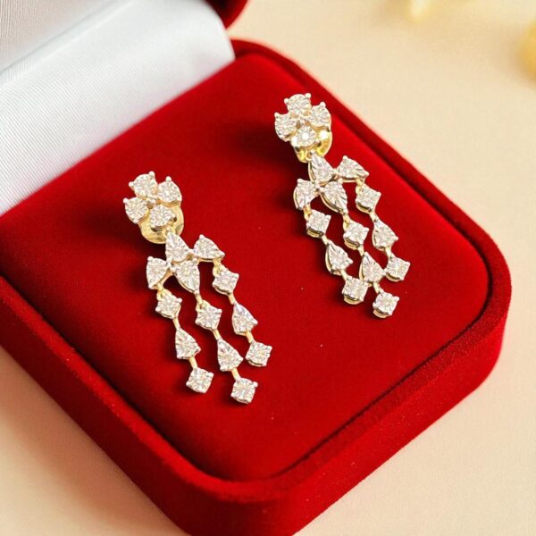 N-470-P-Y (25) Gorgeous 0.56 Cts Round Brilliant Cut Diamonds Dangle Earrings 14K Yellow Gold