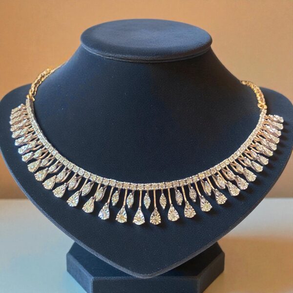 Stunning 3.10 Cts Round Brilliant F/VS1 Diamonds Tennis Necklace 14K Rose Gold