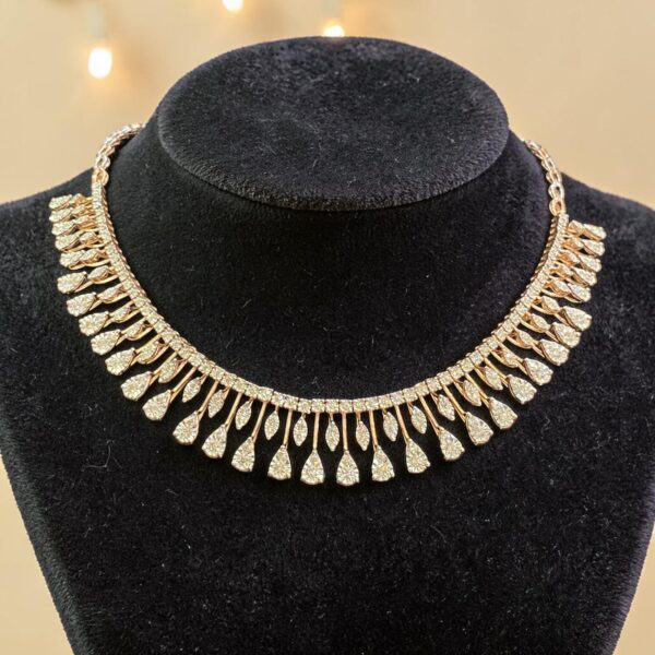 Stunning 3.10 Cts Round Brilliant F/VS1 Diamonds Tennis Necklace 14K Rose Gold