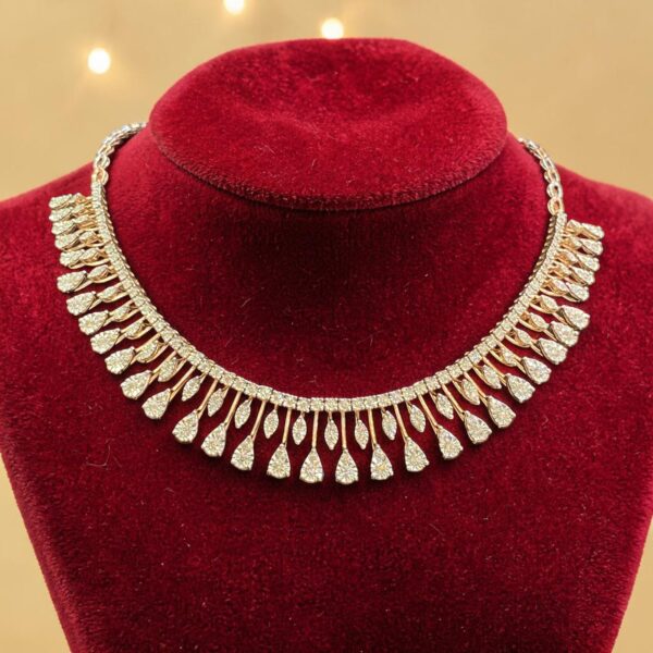 Stunning 3.10 Cts Round Brilliant F/VS1 Diamonds Tennis Necklace 14K Rose Gold