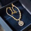 N-486 (33) Beautiful 1.62 Cts Round Brilliant F/VS1 Diamonds Halo Necklace 14K Yellow Gold