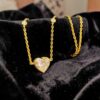 GIA Certified 6 Carats Heart Round Shape H/VS1 Diamonds Necklace 18K Yellow Gold