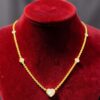 GIA Certified 1.80 ct Heart Round Shape F/VS1 Diamonds Station Necklace 18K Gold