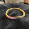 Exquisite 12.20 Carats Natural Sapphire Unisex Rainbow Tennis Bracelet 18K Gold