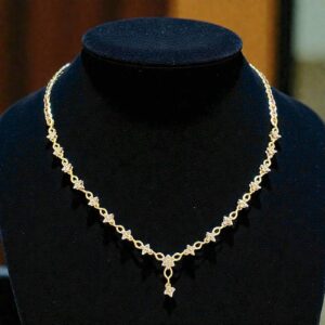 1.12 Cts Round Brilliant F/VS1 Diamonds Tennis Necklace Fine 14K Yellow Gold