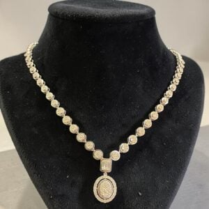 Home 11 Stunning 2.32 Carats Round Baguette Shape F/VS1 Diamonds Necklace 14K White Gold