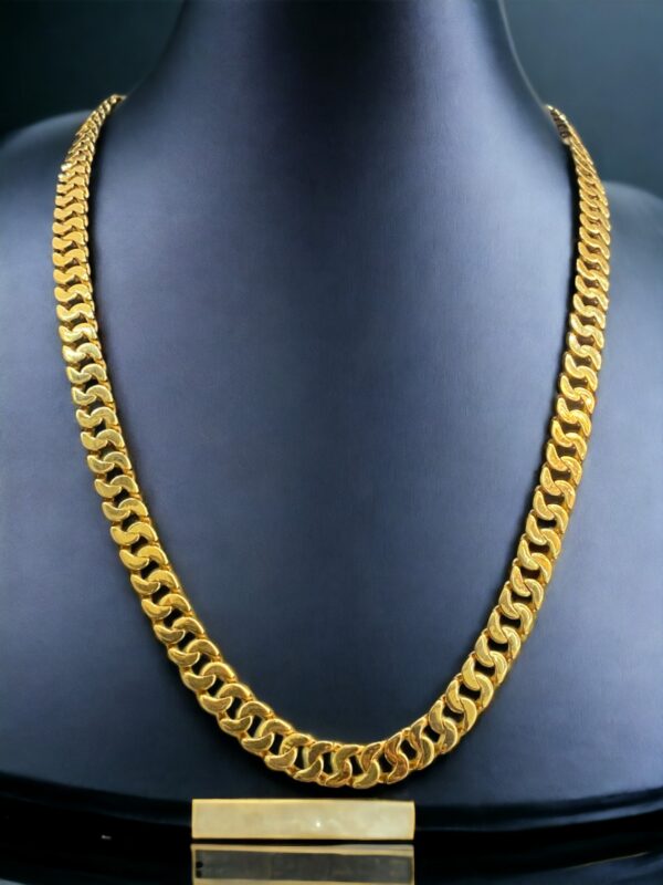 N-500 (15) Classy Dubai Cuban Link Men's Chain Necklace In 916 Hallmark 22K Yellow Gold