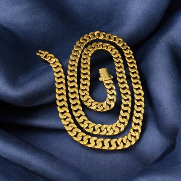 N-500 (31) Classy Dubai Cuban Link Men's Chain Necklace In 916 Hallmark 22K Yellow Gold