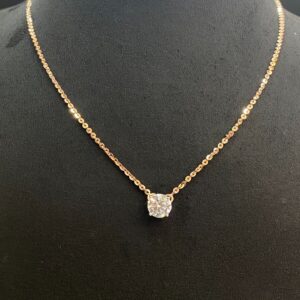 GIA Certified 1.50 Cts F/VS1 Round Brilliant Cut Diamond Necklace 18K Rose Gold