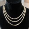 9.70 Cts Round Brilliant F/VS1 Diamonds 3-Strand Tennis Necklace 14K Yellow Gold
