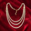 9.70 Cts Round Brilliant F/VS1 Diamonds 3-Strand Tennis Necklace 14K Yellow Gold