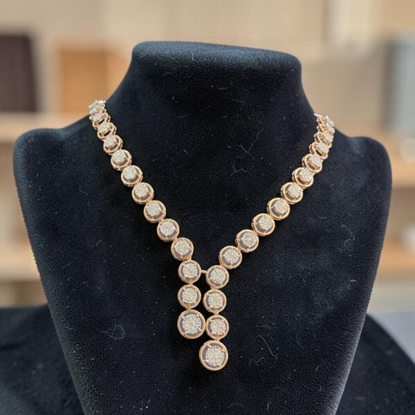 Classy 1.99 Cts Round Brilliant F/VS1 Diamonds Single Strand Necklace 14K Gold