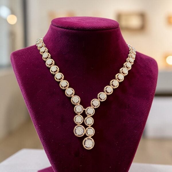 Classy 1.99 Cts Round Brilliant F/VS1 Diamonds Single Strand Necklace 14K Gold