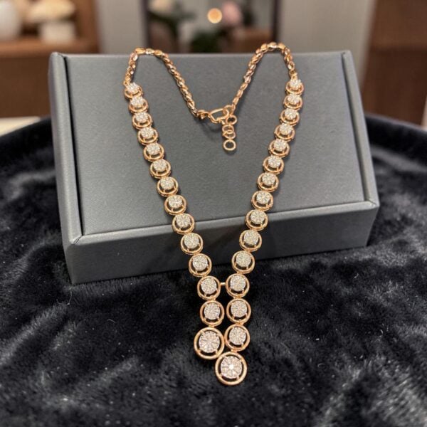 Classy 1.99 Cts Round Brilliant F/VS1 Diamonds Single Strand Necklace 14K Gold