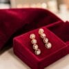 Exquisite 0.64 Cts Round Brilliant F/VS1 Diamonds Dangle Earrings 14K Rose Gold
