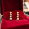 Exquisite 0.64 Cts Round Brilliant F/VS1 Diamonds Dangle Earrings 14K Rose Gold