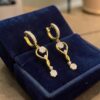 Stunning 1.01 Cts Round Brilliant F/VS1 Diamonds Dangle Earrings 14K Yellow Gold