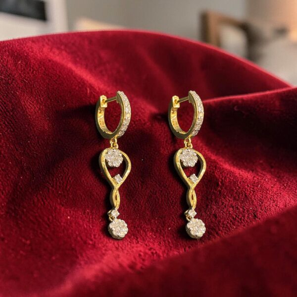 Stunning 1.01 Cts Round Brilliant F/VS1 Diamonds Dangle Earrings 14K Yellow Gold