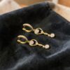 Stunning 1.01 Cts Round Brilliant F/VS1 Diamonds Dangle Earrings 14K Yellow Gold