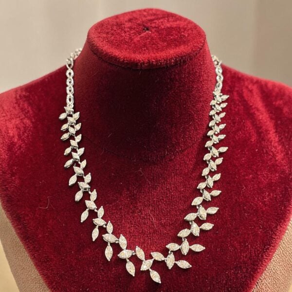 1.50 Cts Round Brilliant F/VS1 Natural Diamonds Illusion Necklace 14K White Gold