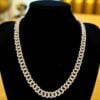 N-542 (17) Pave 12.81 Cts Round Brilliant Cut Diamonds Men's Cuban Tennis Necklace 14K Gold