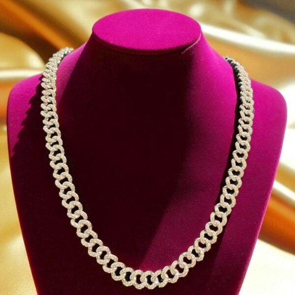 N-542 (22) Pave 12.81 Cts Round Brilliant Cut Diamonds Men's Cuban Tennis Necklace 14K Gold