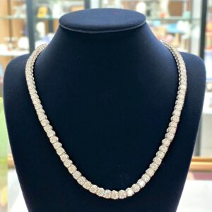 Exquisite 25.75 Cts Round Brilliant Cut Diamonds Unisex Tennis Necklace 14K Gold