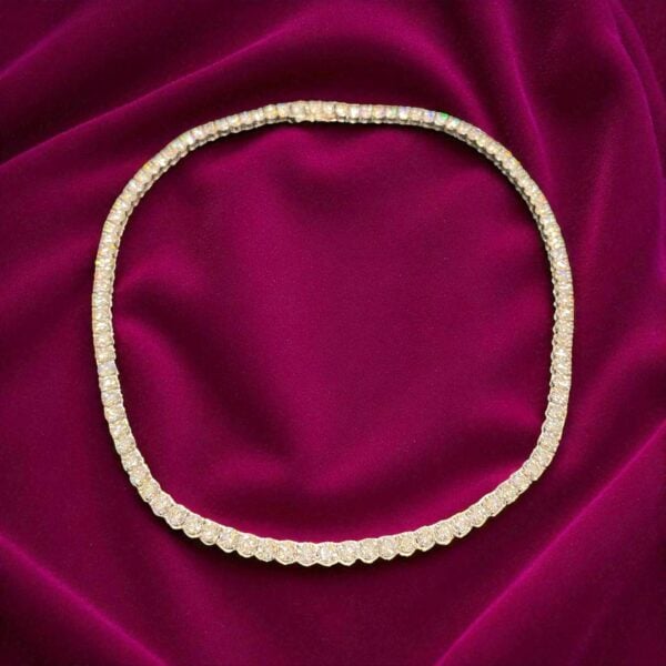 N-543 (36) Exquisite 25.75 Cts Round Brilliant Cut Diamonds Unisex Tennis Necklace 14K Gold