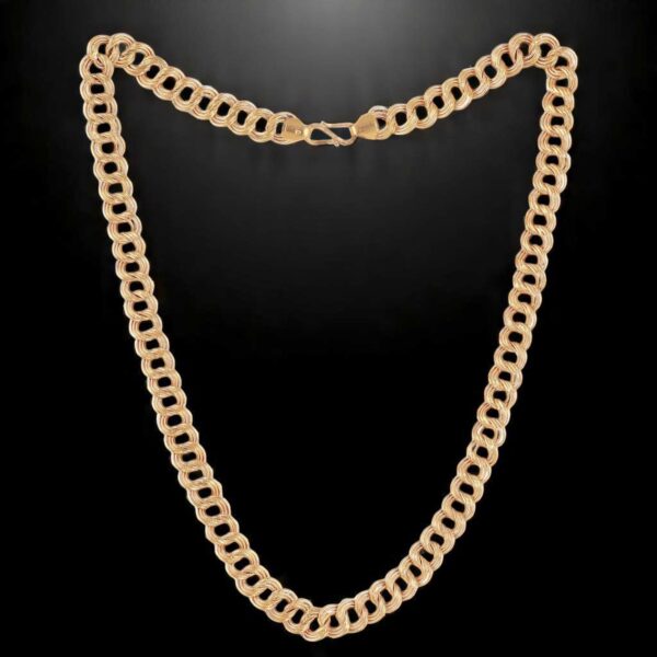 Vintage Dubai Men's Handmade Alpha Coil Chain Necklace in Solid 22K Yellow Gold