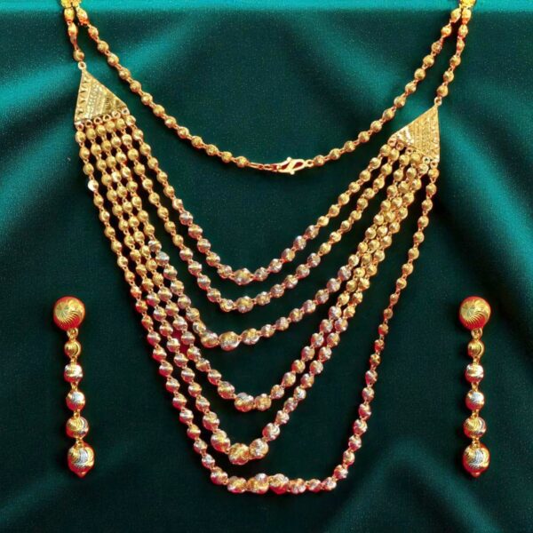 Beautiful Dubai Handmade Necklace Earrings Set In 916 Hallmarked 22K Yellow Gold