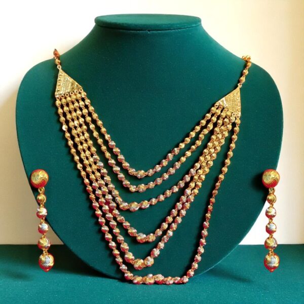 Beautiful Dubai Handmade Necklace Earrings Set In 916 Hallmarked 22K Yellow Gold