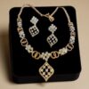 Classy 1.83 Cts Round Brilliant Cut Diamonds Necklace Earrings Set 14K Rose Gold