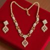 Classy 1.83 Cts Round Brilliant Cut Diamonds Necklace Earrings Set 14K Rose Gold