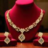 Classy 1.83 Cts Round Brilliant Cut Diamonds Necklace Earrings Set 14K Rose Gold
