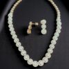 N-552 (21) Pave 6.06 Cts Round Brilliant Cut Diamonds Halo Necklace Earrings Set 14K Gold