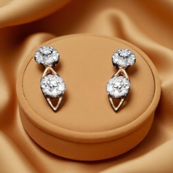 Pave 1.50 Cts Round Brilliant Cut Diamonds Necklace Earrings Set 14K Yellow Gold