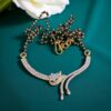N-555 (17) Pave 1.50 Cts Round Baguette Shape Diamonds Mangalsutra Necklace 14K Yellow Gold