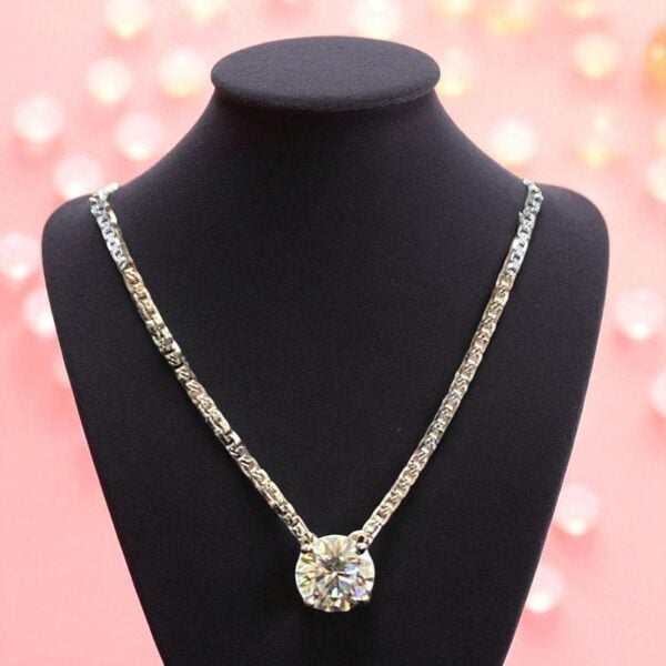 GIA Certified 1 Carats F/VS1 Round Brilliant Cut Diamond Solitaire Necklace 18K Gold