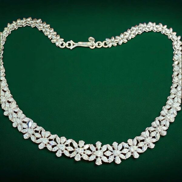 N-557 (22) Exquisite 16.08 Cts F/VS1 Pear Marquise Shape Diamonds Riviera Necklace 14K Gold