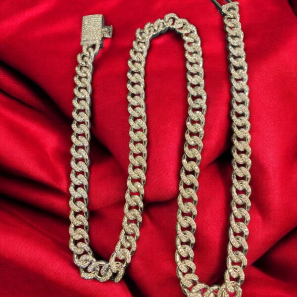 N-558 (21) Pave 8.93 Cts Round Brilliant F/VS1 Diamonds Men's Cuban Link Necklace 14K Gold