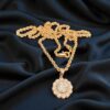1.50 Cts Round Brilliant Cut GIA Certified Diamonds Halo Necklace 14K Rose Gold