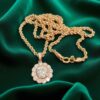 1.50 Cts Round Brilliant Cut GIA Certified Diamonds Halo Necklace 14K Rose Gold