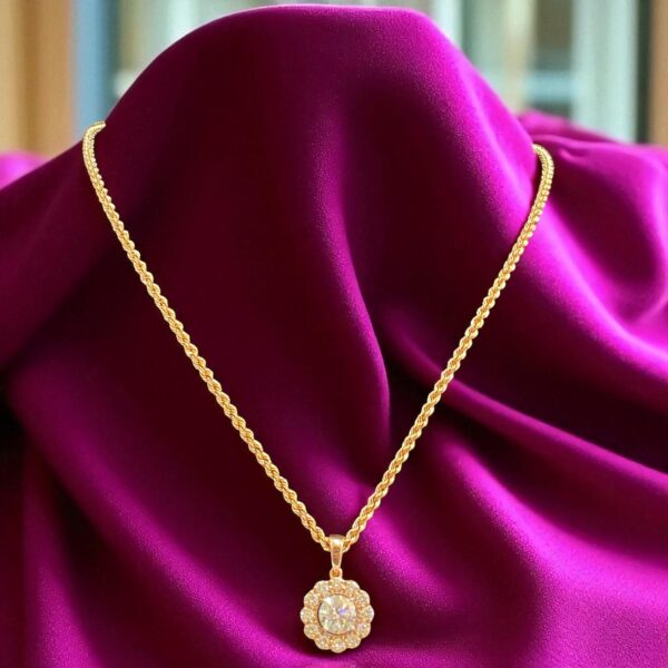 1.50 Cts Round Brilliant Cut GIA Certified Diamonds Halo Necklace 14K Rose Gold