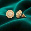 Pave 2.95 Cts GIA Certified Diamonds Detachable Solitaire Halo Earrings 14K Gold
