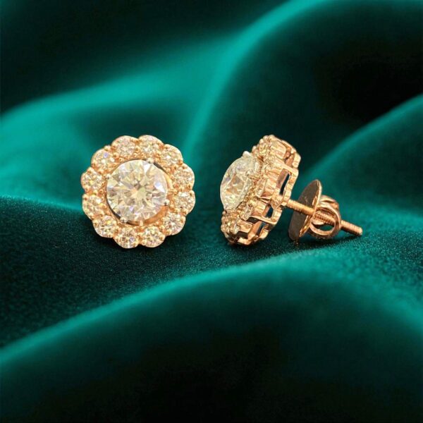 Pave 2.95 Cts GIA Certified Diamonds Detachable Solitaire Halo Earrings 14K Gold